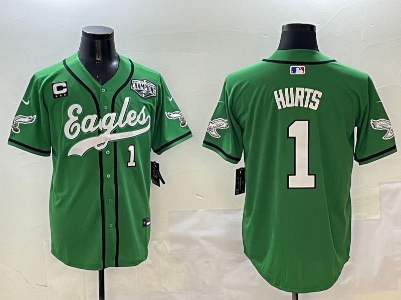 Men Philadelphia Eagles #1 Hurts Green three generations Jointly Name 2025 Nike Limited NFL Jersey style 16->philadelphia eagles->NFL Jersey